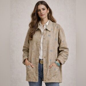 Vintage Barn Jacket with Blue Embroidery 1X